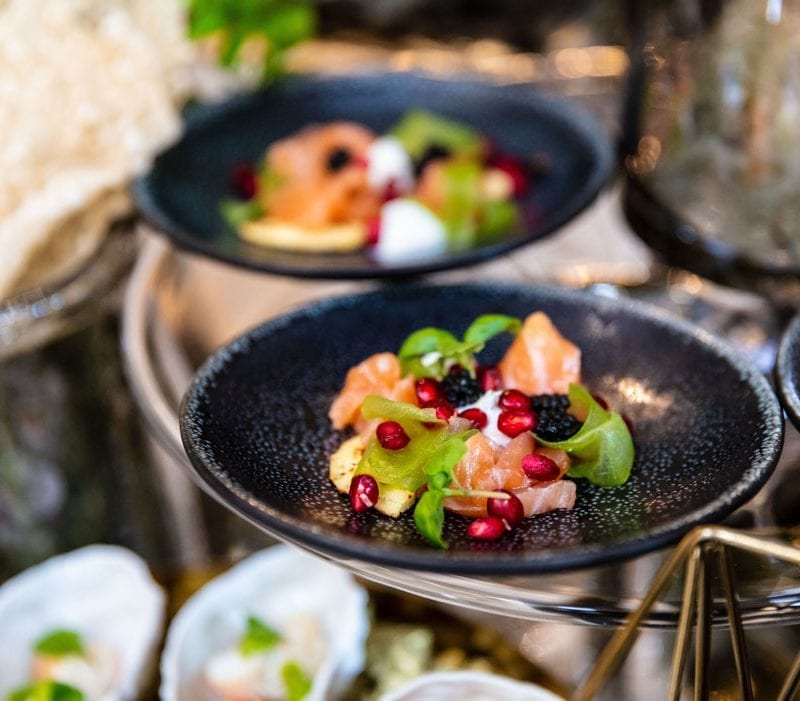 salmon and pomegranate small plate