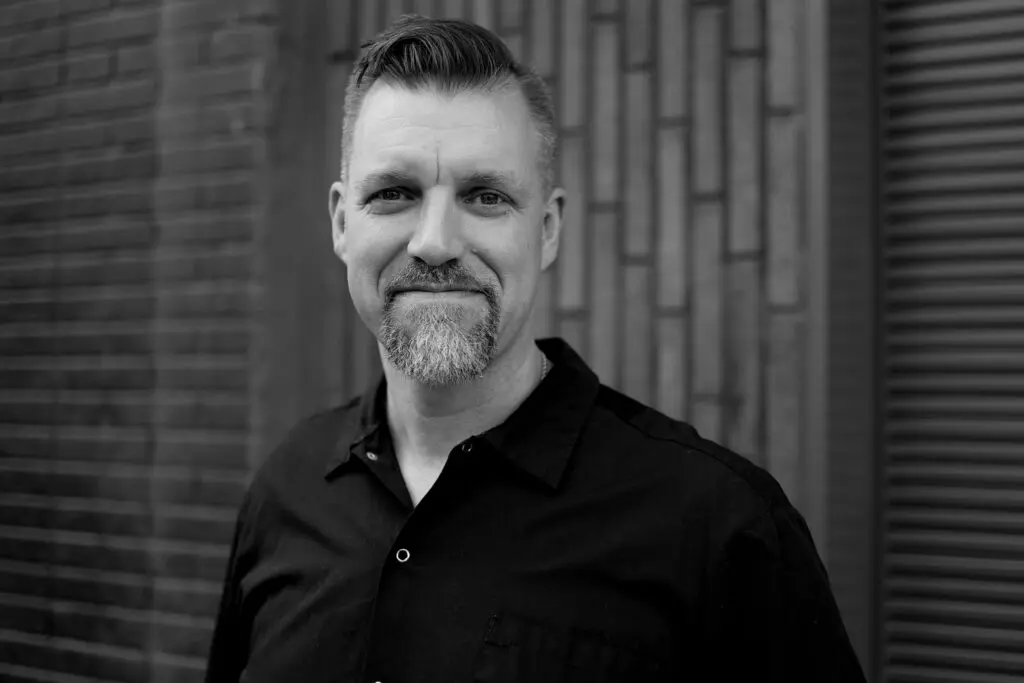 Black and white photo of a men