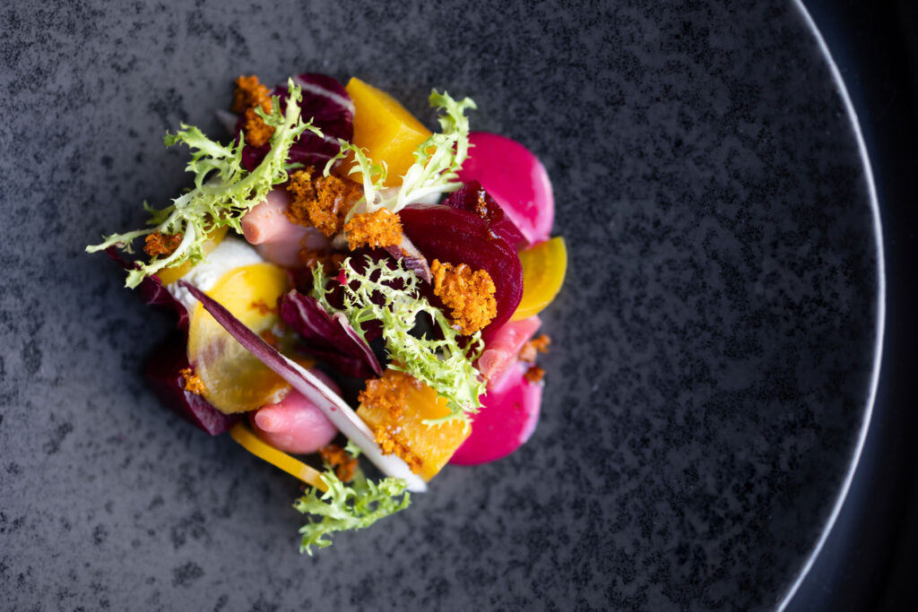 Beet salad on plate
